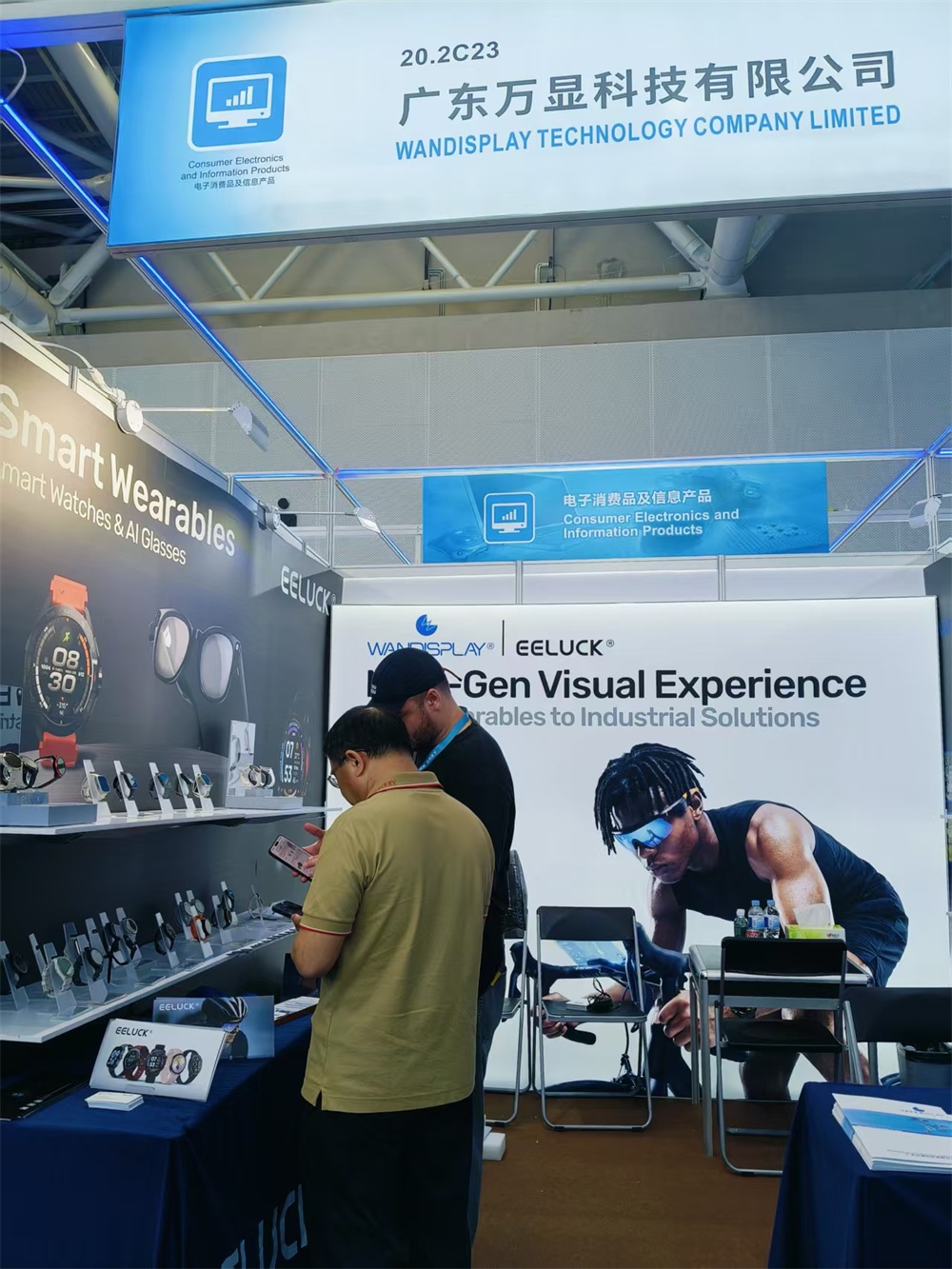 busy smartwatch booth with global visitors Canton Fair Day 2